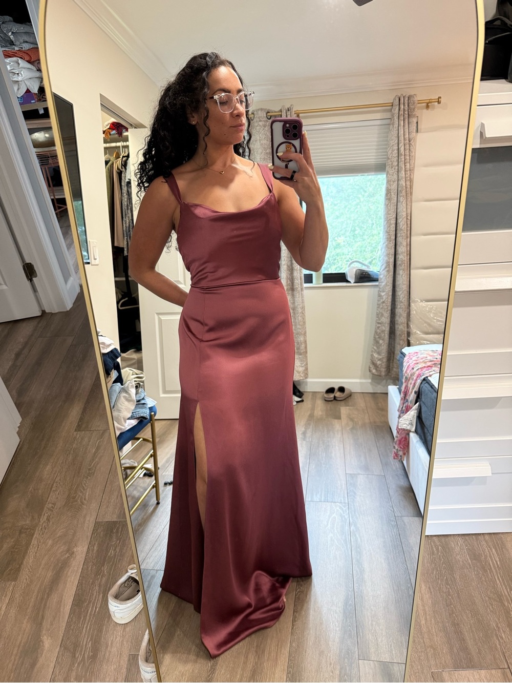 Jenny Yoo Gina Luxe Satin Gown – Cinnamon Rose – Size 12